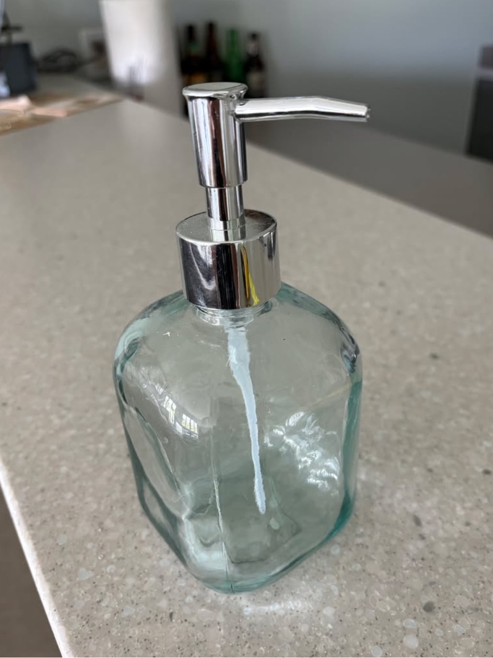 THRESHOLD SILVER GLASS SOAP/ LOTION PUMP DISPENSER